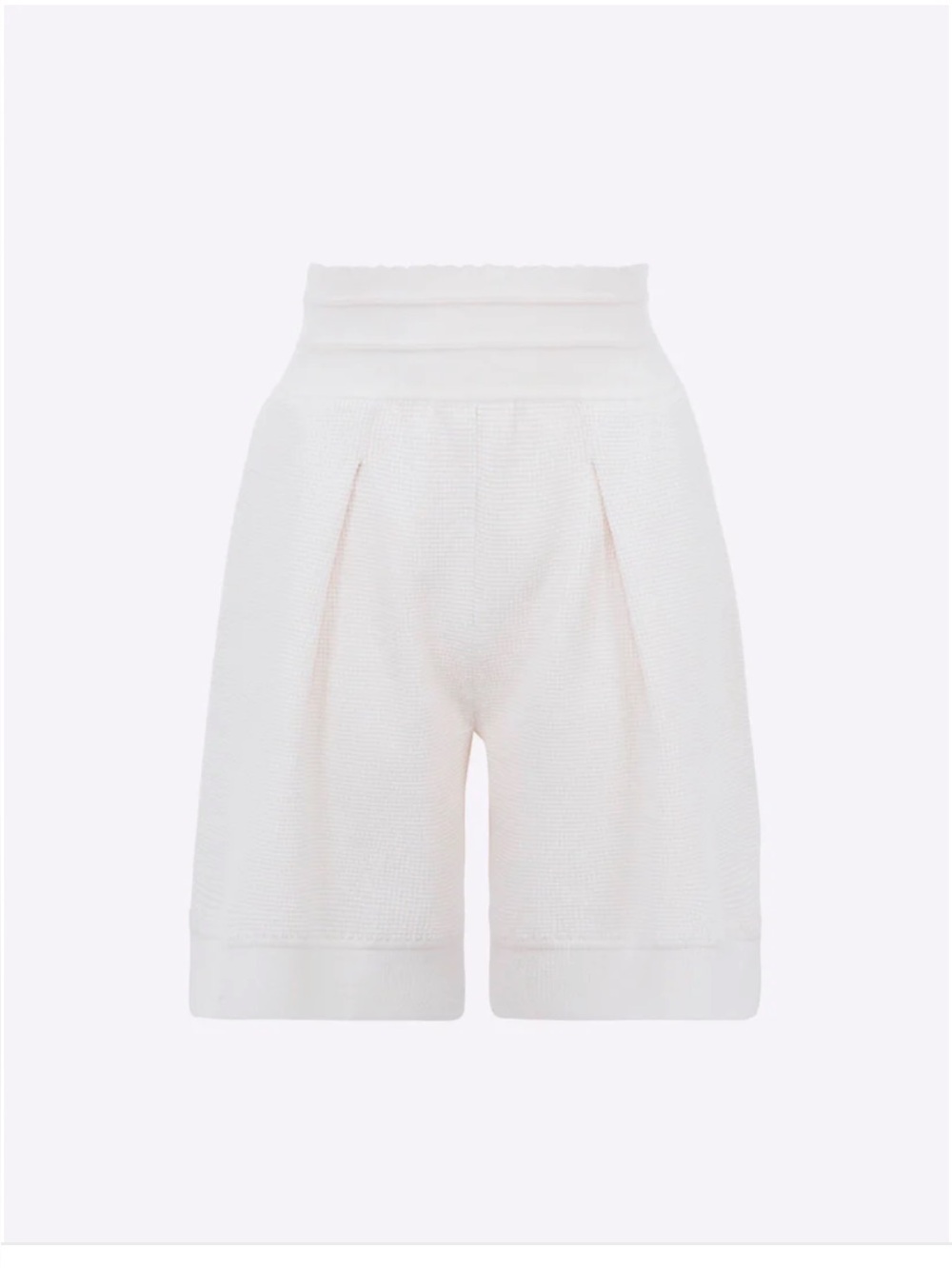 Molli Cream Textured High-Waist Pleated Bermuda Short Size Small